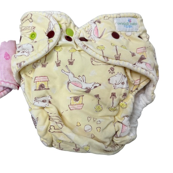 Twinkie Tush Cloth Diaper Bundle Fabric Diaper Baby Adjustable Pink Yellow - Picture 3 of 14